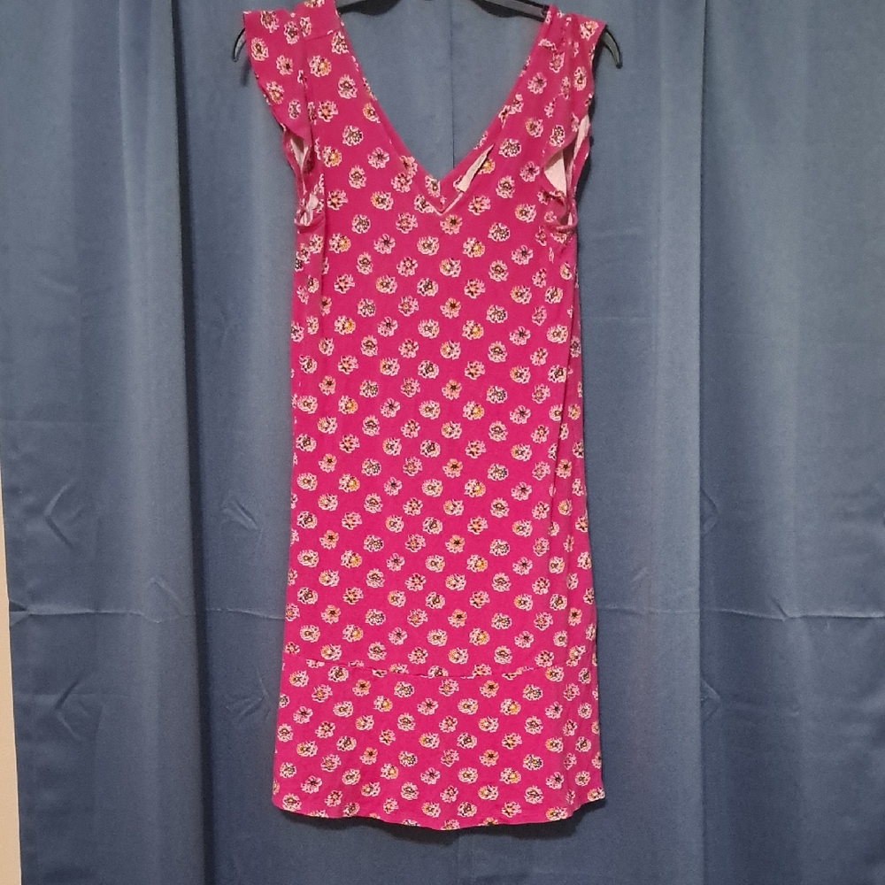 LOFT Pink Floral Midi Dress